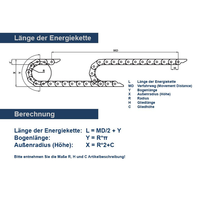 Energy chain CK 15 width 15mm, 1 bag (40 links - length 1m)